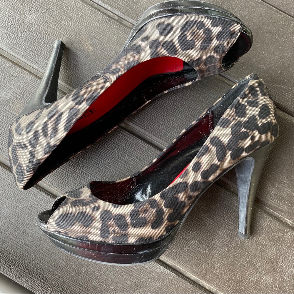 Cheetah & Lace Peep Toe Heels